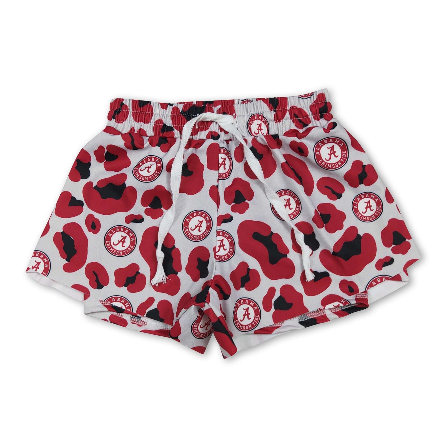 Red leopard A kids girls team active summer shorts