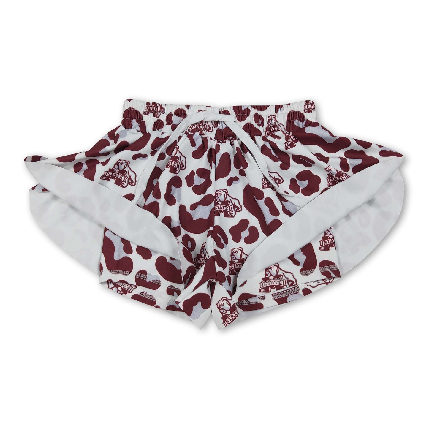 Maroon leopard dog M kids girls team active shorts