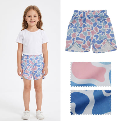 Light blue pink camo kids girls summer shorts