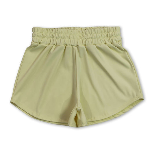 Yellow kids girls summer yoga active shorts