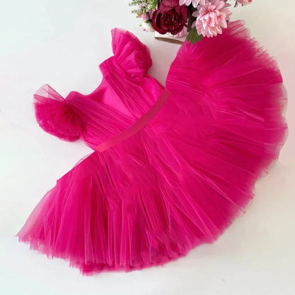 Toddler Girls Princess Party Dress – Bow & Fly Sleeve