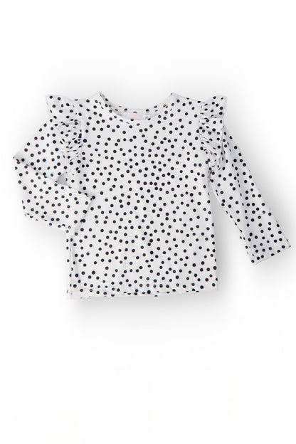 Scattered Dot L/S Ruffle Tee