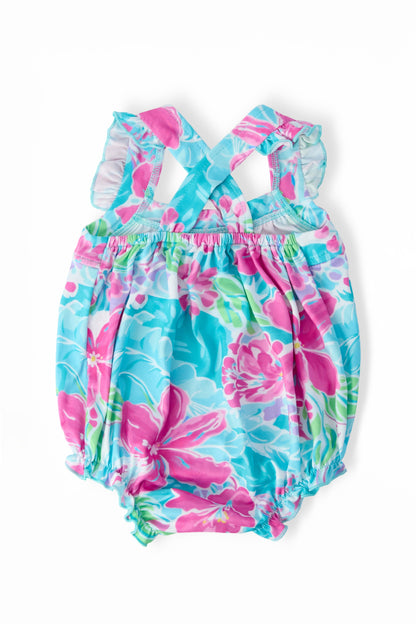 Tropical Punch Ruffle Cross Back Romper
