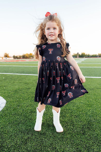 Texas Tech Black Raider Red Flutter Twirl Dress