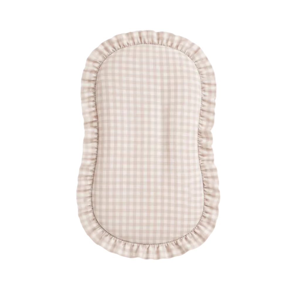 Beige Gingham Ruffle Baby Lounger Cover