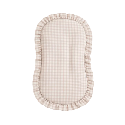 Beige Gingham Ruffle Baby Lounger Cover
