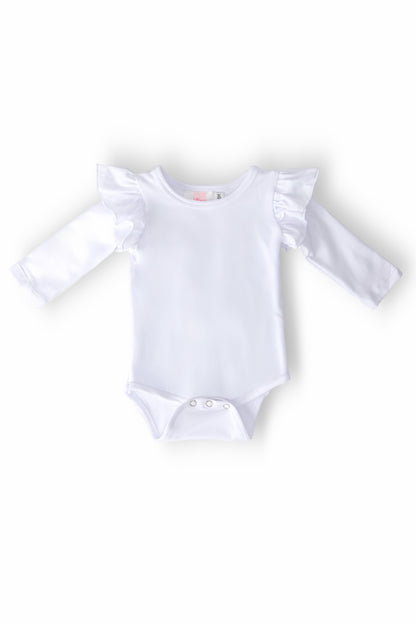White L/S Flutter Bodysuit