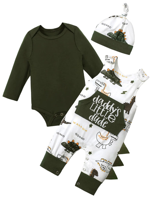 Baby Boy Dinosaur 3-Piece Outfit Set – 3–6 Months