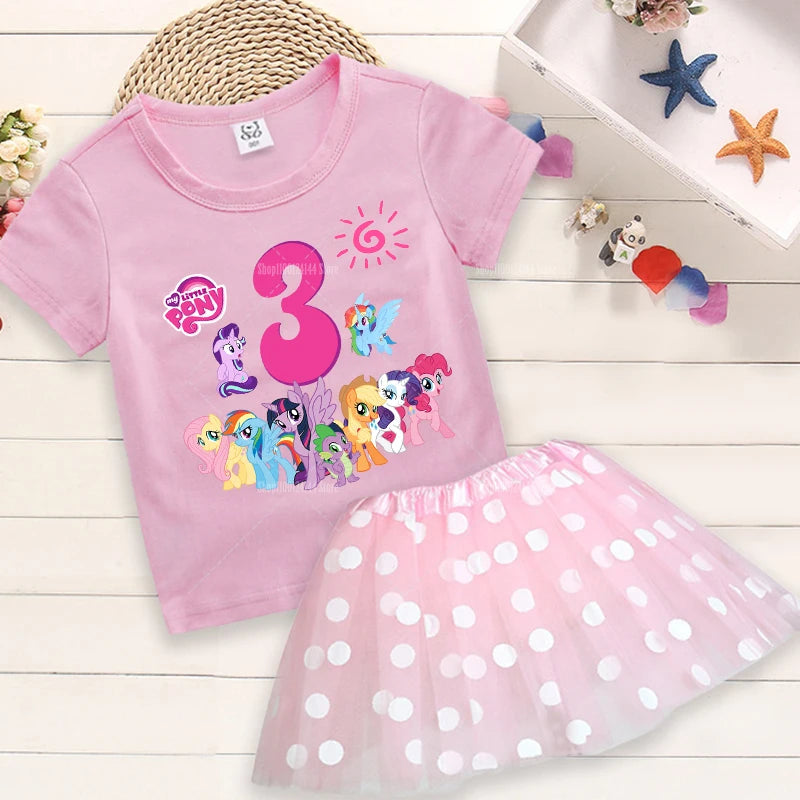 My Little Pony Birthday Dress Set for Baby Girls – T-Shirt & Skirt