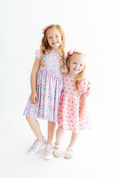 Rainbow Dreams Flutter Sleeve Twirl Dress
