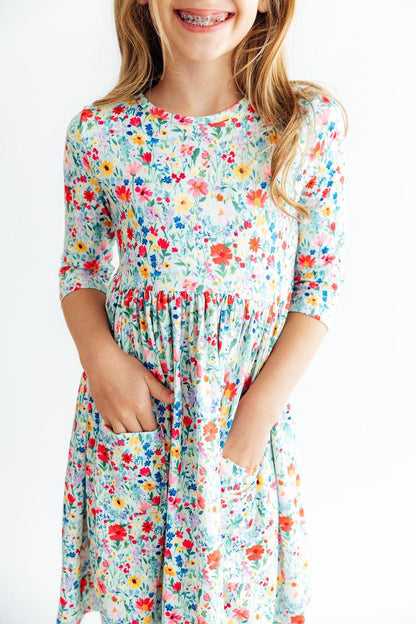After the Rain 3/4 Sleeve Pocket Twirl Dress