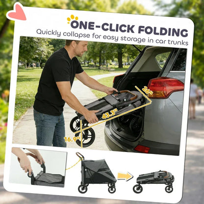 Dog Stroller for Large Dogs Up to 66 LBS with All-Terrain Spring Suspension, 8-Position Adjustable Handle